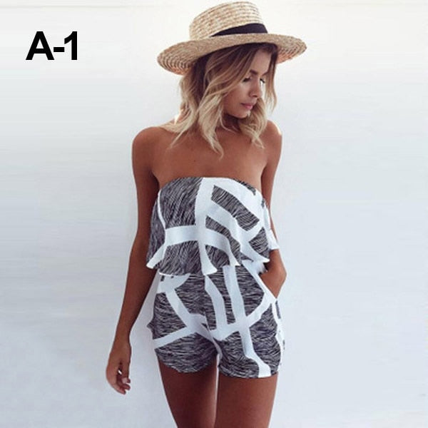 2020 verão macacão feminino slash neck listrado ruffle corpo femme impressão playsuit sexy macacão para senhoras praia bodysuit