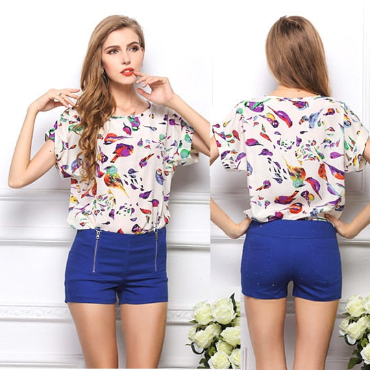 New Spring Summer Casual Women Chiffon Blouses Shirt