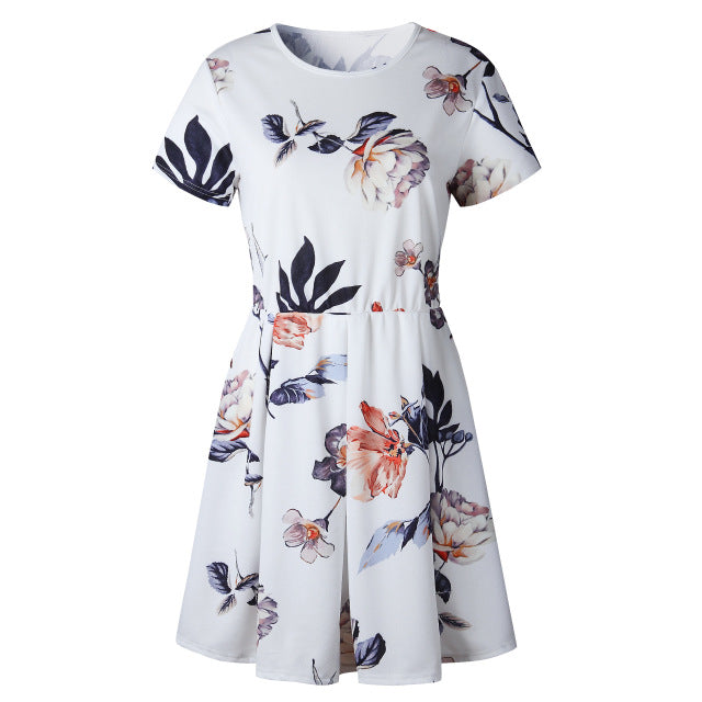 Summer Dress Women's 2018 Sexy Bottoming Simple Printed